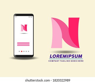 Vector de diseño del logotipo de la tecnología 3D Letter N. tienda online. símbolo de almacenamiento icono signos de aplicación maqueta