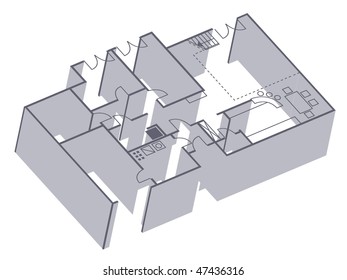 3 d modern house plan