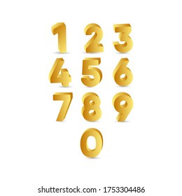 3 D Number Gold Label Vector Template Design Illustration