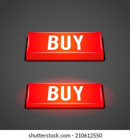 3 d red button buy
