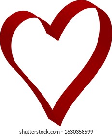 3 d red heart - outline drawing for an emblem or logo. Template for greeting card for Valentine's Day.