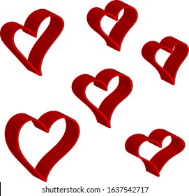 3 d red heart - outline drawing for an emblem or logo. Template for greeting card for Valentine's Day.