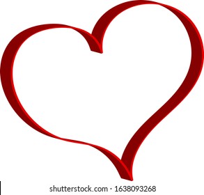 3 d red heart - outline drawing for an emblem or logo. Template for greeting card for Valentine's Day.