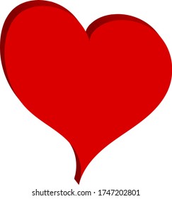 3 d red heart - outline drawing for an emblem or logo. Template for greeting card for Valentine's Day.