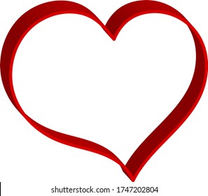 3 d corazón rojo - dibujo esquemático para un emblema o logotipo. Plantilla para tarjeta de felicitación para el día de San Valentín.