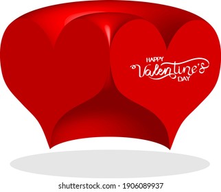 3 d red heart - outline drawing for an emblem or logo. Template for greeting card for Valentine's Day.