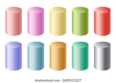3 D Shapes, cylinder, vector illustrations