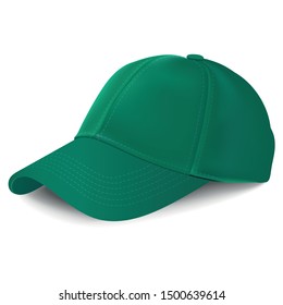 3 d vector graphics. Blue baseball cap isolated on a white background.