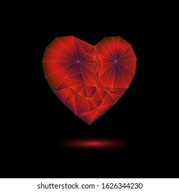 3 d vector image of a heart. Red heart vector image
