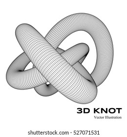 3 D vector threefold torus. Abstract protein model. Vector illustration for your science, digital, biological design.