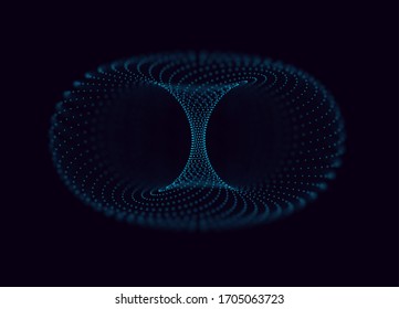 3 D vector torus. Abstract vector element with depth of field. Illustration for your science, digital, biological design.