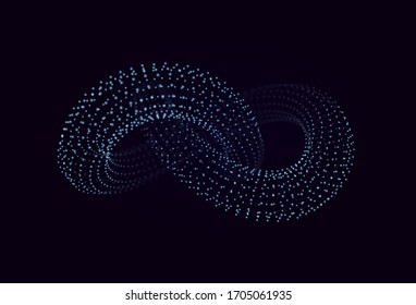 3 D vector of torus knot. Abstract vector element with depth of field. Illustration for your science, digital, biological design.