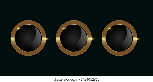 3 Dark Golden buttons for infographic, vector icons design