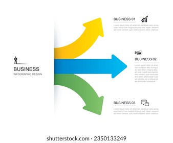3 data infographics arrow way template. Vector illustration abstract background.
