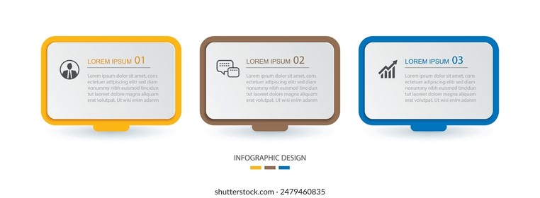 3 Dateninfografiken Rechteck Layout Papier Vorlage. Illustration Business abstrakt Hintergrund.