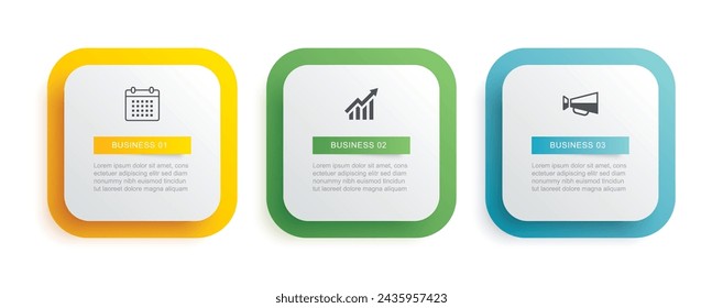 3 data infographics tab paper index template. Illustration abstract background.