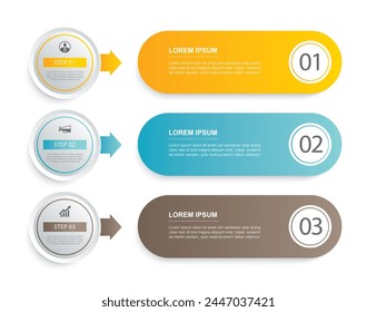 3 data infographics tab paper index template. Illustration business abstract background.