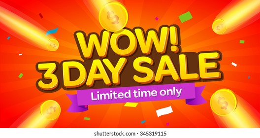 3 Day Sale Banner Design.Vector Illustration