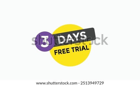 3 days free trial Countdown number banner templates. time icon. Vector Illustration 
