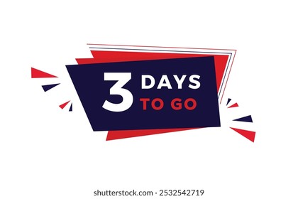 Noch 3 Tage, Countdown-Banner. Tage Countdown Verkaufspreis Angebot Promo. Vektorgrafik.