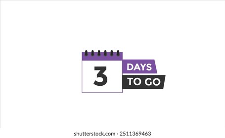 3 días para ir Cuenta regresiva número Anuncio Plantillas. Ilustración vectorial 
