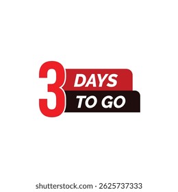 3 days to go flat vector design