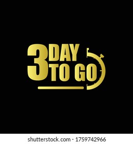 3 days to go Gradient label,sign,button. Vector stock illustration