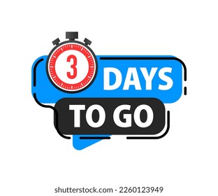 3 Days to go icon. Days Left Badges. Offer countdown date number. Timer, Hourglass icon.