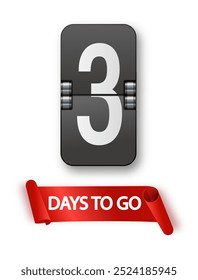 3 days to go icon set. Countdown of days remaining. Offer timer sticker limited to a few days. Vector