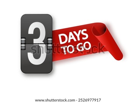 3 days to go icon set. Countdown of days remaining. Offer timer sticker limited to a few days. Vector