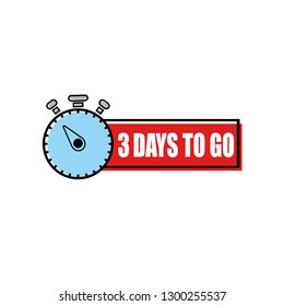 3 days to go label,sticker.