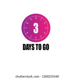 3 days to go label,sticker.