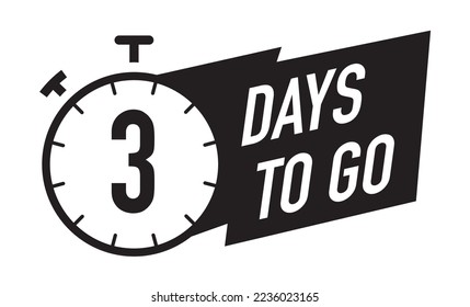 3 days to go timer vector symbol black