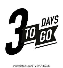 3 days to go timer vector label black color