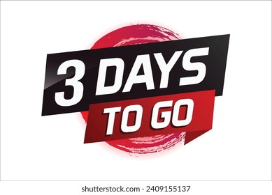 3 days to go word concept vector illustration with ribbon and 3d style for use landing page, template, ui, web, mobile app, poster, banner, flyer, bac