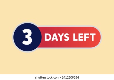3 Days Left Countdown Template. Gradient Numbers of Days for Sale and Promotion