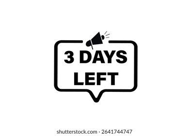 3 days left, sale countdown vector symbol, clock, time,  background, template 3 days left, countdown, sticker, left banner, business, sale, label button
