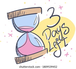 3 Tage Verbleibendes Sandglas-Countdown
