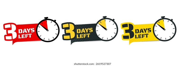Noch 3 Tage - Aufkleber, Etikett, Abzeichen - Vektorgrafik