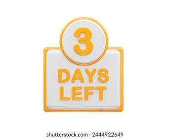 3 Tage verbleibende Textillustration 3D-Rendering