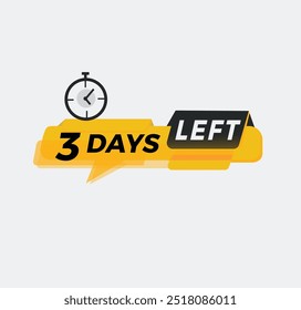 3 dias restantes, erro de digitação, loja, vetor, desconto, luxo, varejo, mercado, rótulo, conceito, para baixo, tempo, ilustração, dias, venda, especial, limitado, negócio, plano, ícone, esquerda, contagem regressiva, dia, número, oferta, s