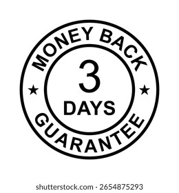 3 days money back guarantee icon vector for graphic design, logo, website, social media, mobile app, UI illustration