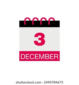 3 december calendar date icon vector eps