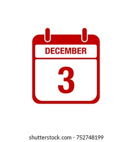 3 december calendar red icon