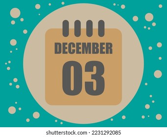 3 december calendar vector. Calendar icon for the month of December with circle. Banner for holidays and commemorative dates