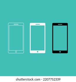 3 designs of Isolated touchscreen 9:16 smartphone on blue background. Smartphone symbol vector Illustration. EPS10 compatible