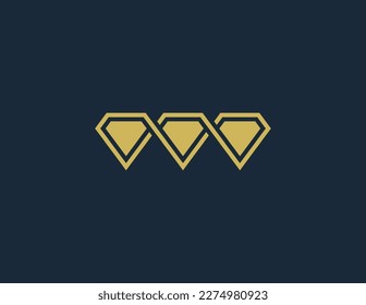 3 Símbolo del símbolo del icono Concepto del logotipo conectado del diamante Elemento de diseño. Joyería, Joyería, Logotipo Gem. Plantilla de ilustración de vector