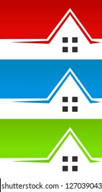 3 Different Color House / Real Estate Banner Backgrounds or Header Graphics for business cards, print designs or webdesign