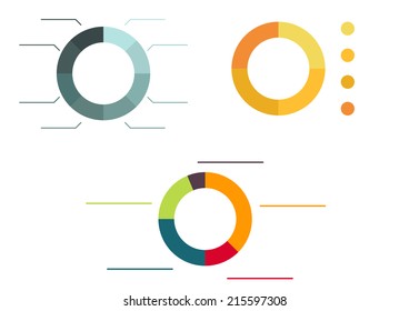 3 different colorful isolated pie diagrams - ready for your infographic or presentation