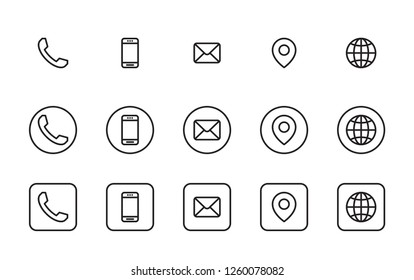 3 Different contact information icons in vector, Black